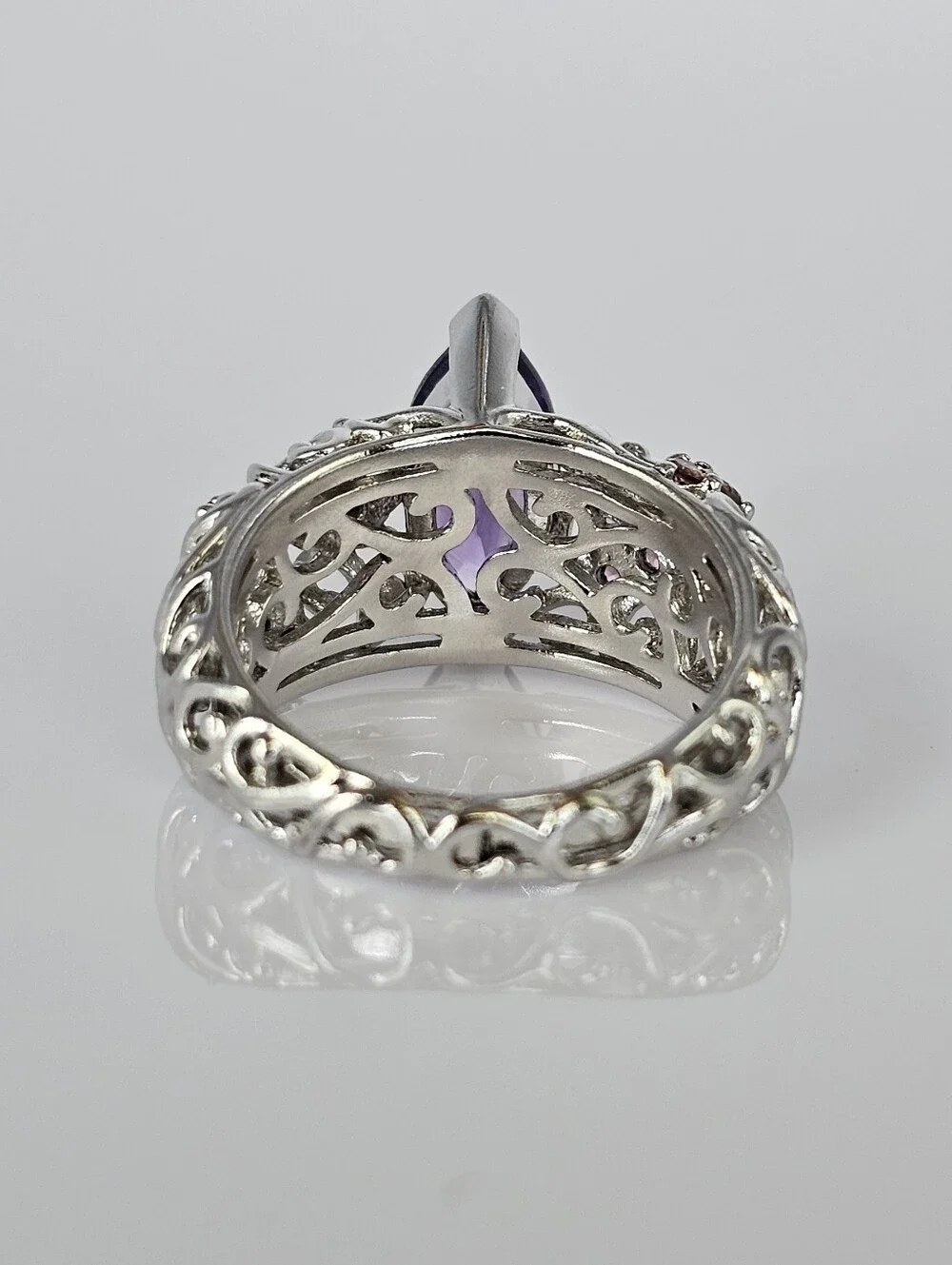 Retired Victoria Wieck Amethyst & Pink Tourmaline Ring Sterling Silver Size 6!